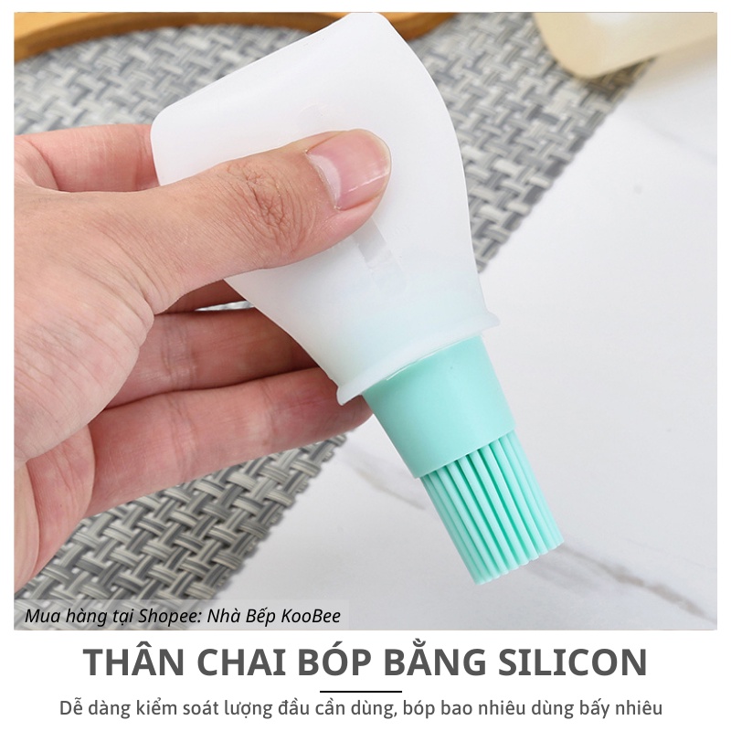 Lọ đựng kèm chổi quét dầu ăn Silicon chịu nhiệt cao cấp KooBee (NB35)