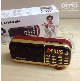 Loa đa năng Craven CR-836s FM/Thẻ nhớ/USB/Tai nghe/Đèn Pin - 2 Pin, Dung lượng 4400mAh
