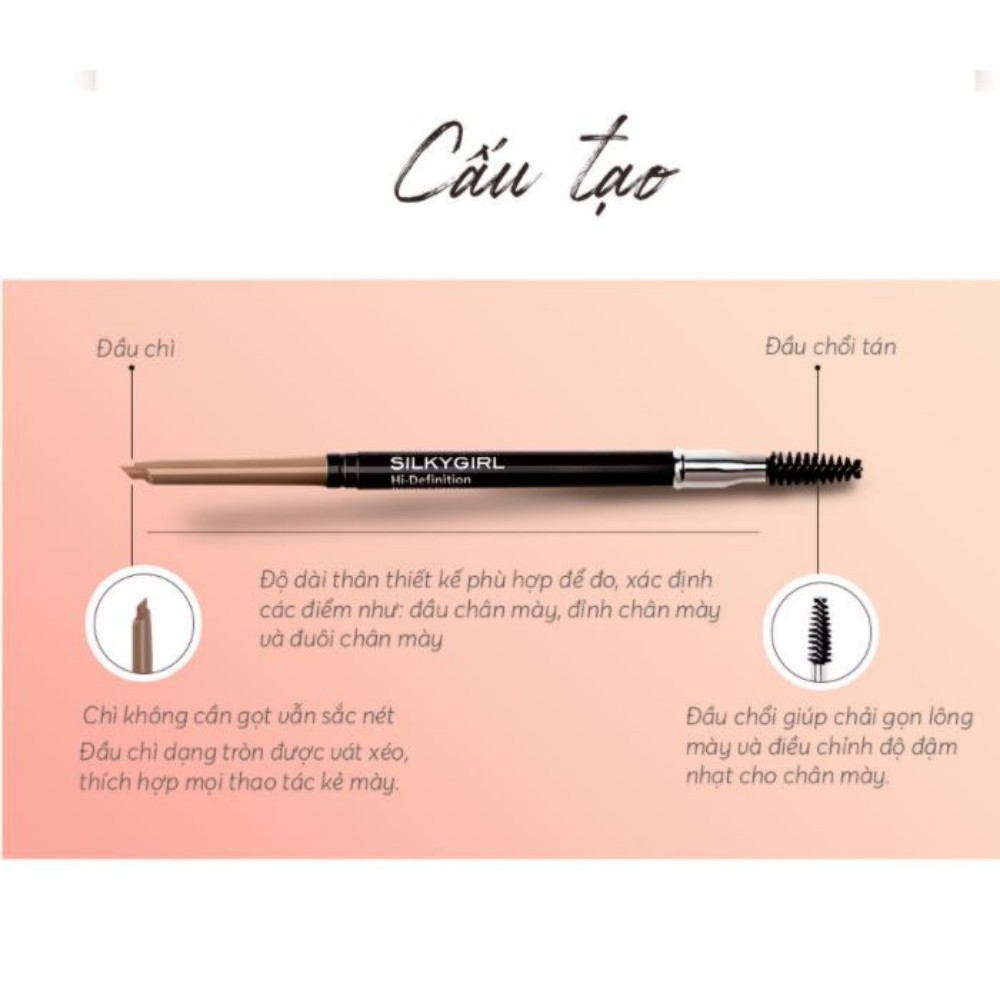 Ảnh Chì Mày 2 Đầu Silkygirl Hi-Definition Brow Pencil 0.35g 1