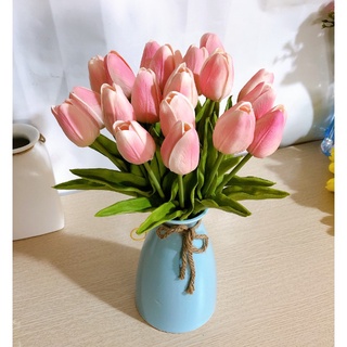 Hoa Giả - Combo 10 cành Hoa Tulip 33cm trang trí nhà cửa, cửa tiệm, phụ kiện trang trí