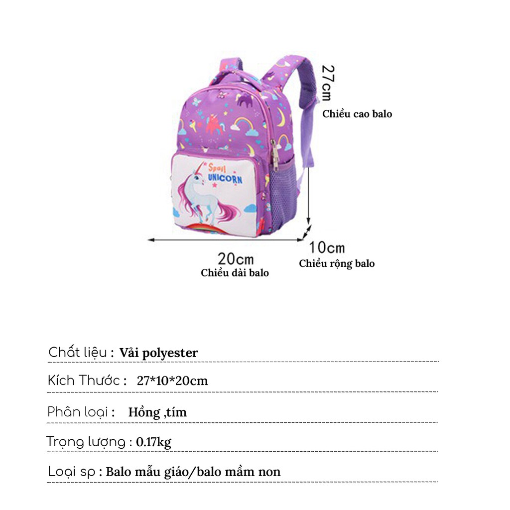Ảnh Balo cho bé gái  đi học mẫu giáo mầm non 1989KIDS SHOP siêu nhẹ,chống thấm nước,đáng yêu,kích thước 27cm* 10cm*20cm 2