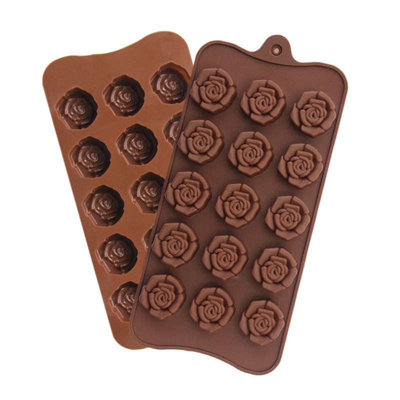 15 Khoang Hoa Hồng Hoa Silicon Khuôn Socola Fondant Bánh Trang Trí Khuôn Đá Làm Xà Phòng Lau Nhà Khuôn Nướng Bánh