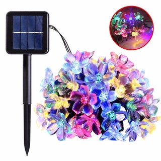 Đèn dây năng lượng mặt trời 12M 100LEDs Hoa anh đào Đèn sân vườn Giáng sinh Đèn LED chống nước Nhà Đèn dây cổ tích Đèn đường ngoài trời Trang trí vòng hoa hoa