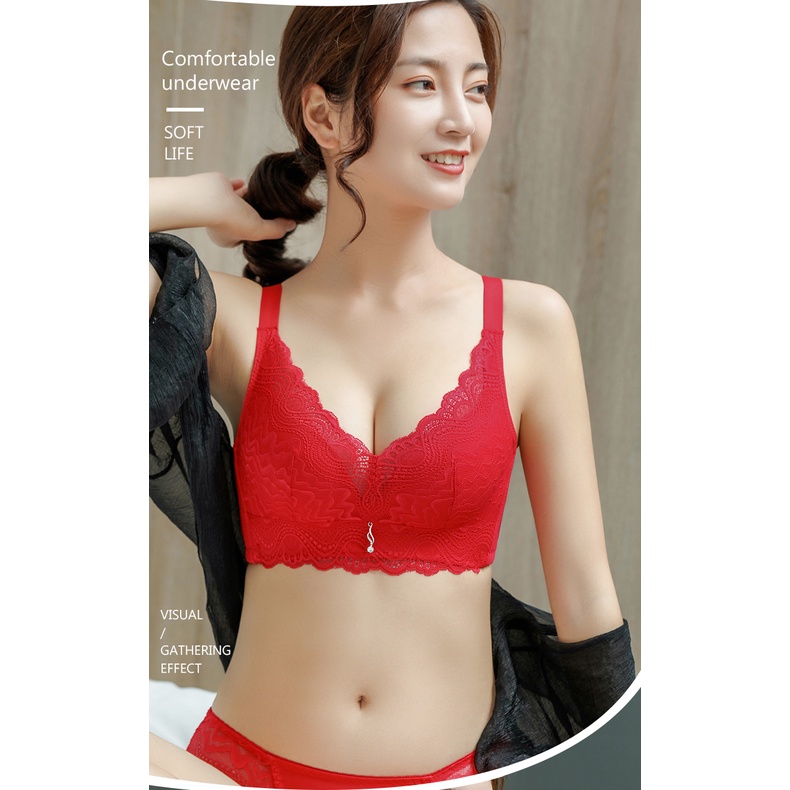 Áo Ngực 3/4 Cup Không Gọng Mềm Mại Thoáng Khí Có Thể Điều Chỉnh Phối Ren Quyến Rũ Cho Nữ