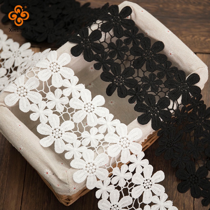 1 Sân Ren Tinh Tế Cotton Thêu Ruy Băng Chất Lượng Tốt Ren Viền Cho Đầm May Quần Áo Trang Trí Phụ Kiện Mỗi Sân