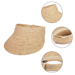 PCF * Nữ Dệt Rơm Mở Cho Mũ Chống Nắng Có Thể Gập Lại Cuộn Lên Vành Rộng Bóng Chày Đi Biển