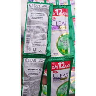 Set 30 Gói Dầu gội Clear mát lạnh bạc hà mát lạnh, đánh bay gàu ngay lần gội đầu tiên.