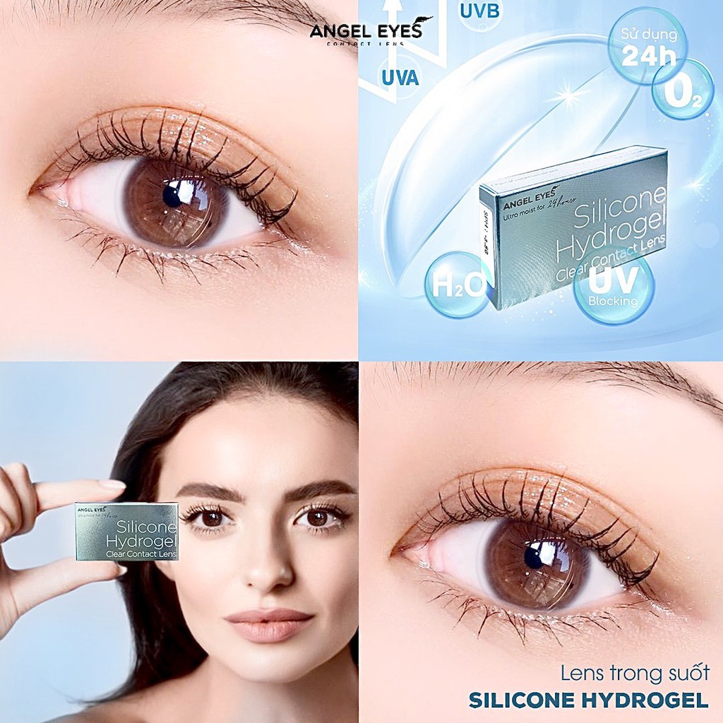 [Hàng mới về] Lens trong suốt có độ cận dòng cao cấp chất liệu Silicone Hydrogel Angel Eyes độ cận 1 - 15