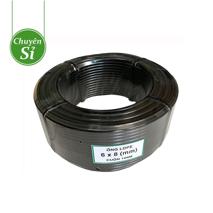 Cuộn 50 - 100 - 200m ống LDPE 8mm (6x8) nhựa nguyên sinh . Là loại ống  cứng dẻo, không phải PVC mềm