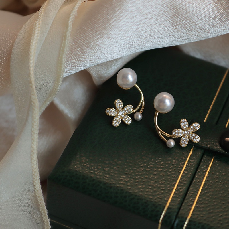 Bông tai nữ chuôi bạc 925 Eleanor Accessories hình hoa đính đá phụ kiện trang sức khuyên tai 4012