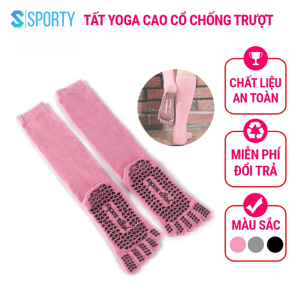Tất Yoga Chống Trượt SPORTY Cổ Cao tập thể dục chống trượt êm ái, tránh hôi chân, đảm bảo an toàn