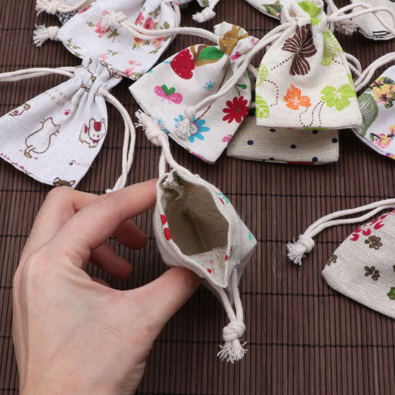 Túi dây rút cotton linen đựng quà tặng / trang sức