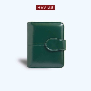 LOM HAVIAS bóp dáng ngang khoá Zip mạ đồng chắc chắn da bò Nappa thật 100%