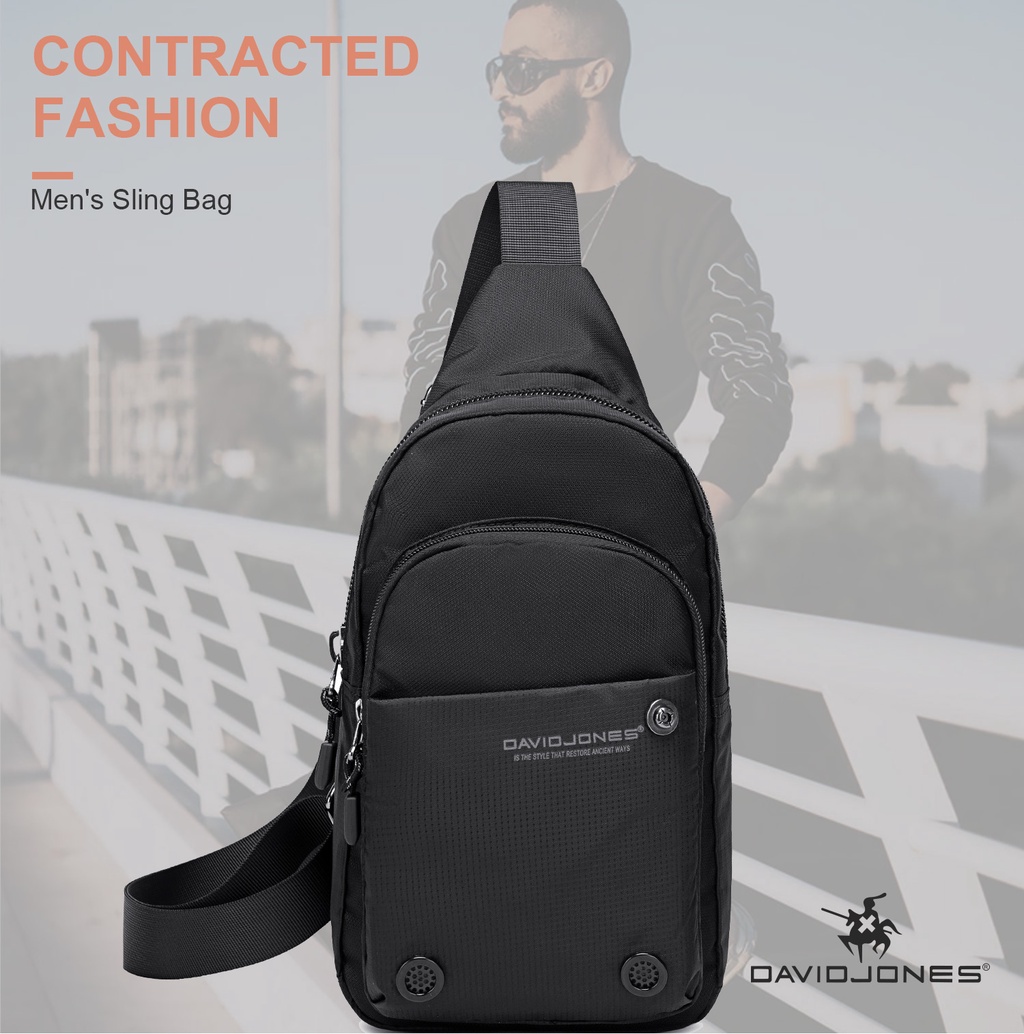 Mô tả Túi đeo chéo DAVID JONES trước ngực da pu phong cách pháp thời trang dành cho nam - 2