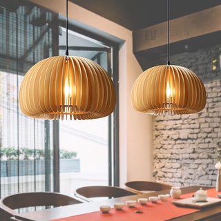 AIMI Thiết Kế Nhật Bản Vintage Basswood Nhà Bếp Đèn Trần Ăn Đèn Chùm Bí Ngô Mặt Dây Chuyền Đèn Nhà Hàng Tre Đèn Chùm