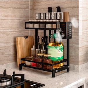 KỆ 2 TẦNG GIA VỊ /KỆ ĐỂ GIỎ ĐỰNG ĐŨA THÌA DAO THỚT THÉP SƠN TĨNH ĐIỆN