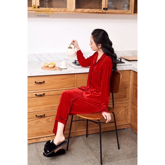 Bộ đồ mặc nhà Pijama chất Nhung Tăm dày dặn ,mềm mịn ấm áp bền màu hãng ForMe