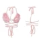 KIN Nữ Dây Buộc Cho Tam Giác Bikini Áo Ngực Cổ Chữ V Sâu Lông Tơ Sang Trọng Crop Vest Backless Cho Dây Đeo chéo Brale