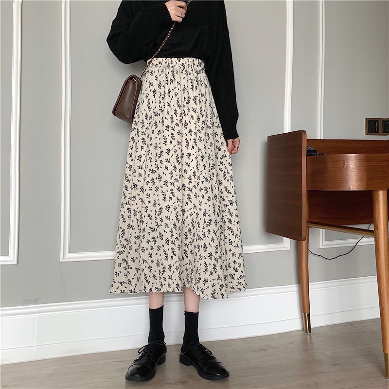 Chân Váy Hoa Nhí Vintage Dáng Dài Xinh Xắn,Váy dài Nữ Thiết Kế Thoải Mái Freesize Cho Các Cô Gái Từ 40kg