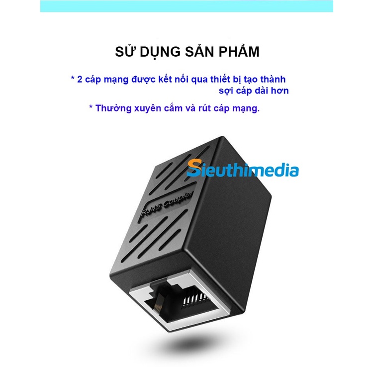 Đầu Nối Dây Mạng RJ45 Coupler Extender Hỗ Trợ CAT6 Tốc Độ Gigabit ...