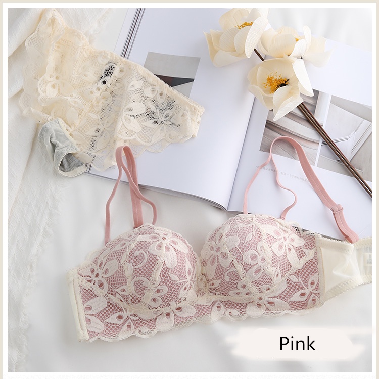 Set Áo Lót Nâng Ngực 3/4 Cup Không Gọng + Quần Lót Mềm Mại Có Thể Điều Chỉnh Cho Nữ
