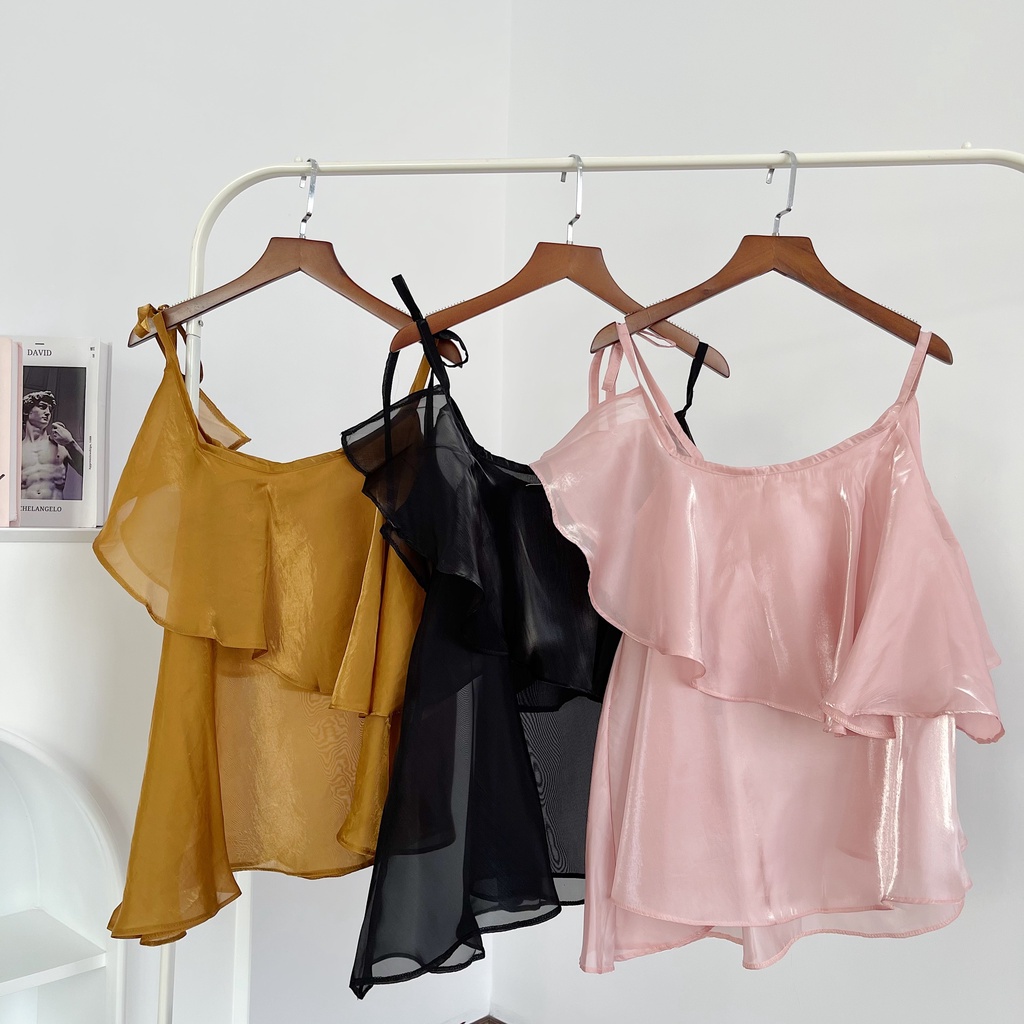 ÁO HAI DÂY CỘT CHẤT ORGANZA BỒNG BỀNH XINH XẮN - ANN TOP
