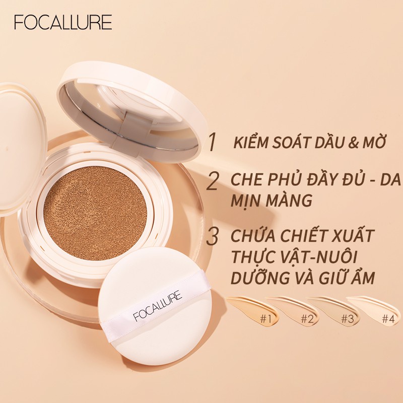 Phấn Nước BB Kiềm Dầu, Dưỡng Ẩm Lên Màu Mịn Cho Da Đẹp Tự Nhiên Focallure Covermax Longlasting Cushion Foundation FA162
