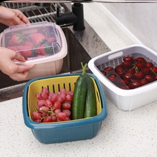 SET rổ và khay kèm nắp nhựa bảo quản đồ thông minh (màu ngẫu nhiên)