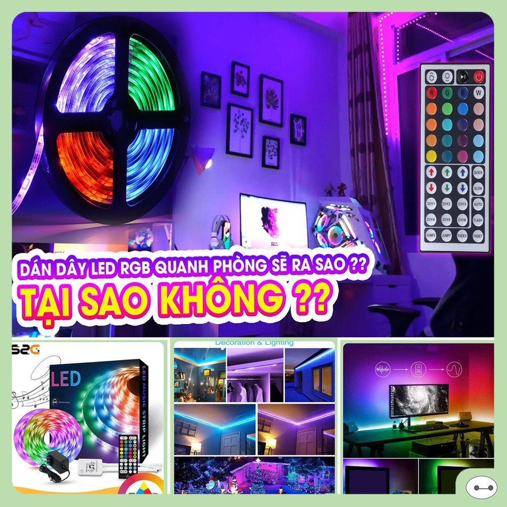 BỘ DÂY LED DÁN RGB SIÊU DÀI 10 20 MÉT NHÁY THEO NHẠC TRANG TRÍ NHÀ ...