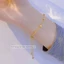 Lắc tay titan cao cấp không gỉ mạ vàng 24k dạng bi phun cát thiết kế rút sợi có thể điều chỉnh kích cỡ dành cho nữ