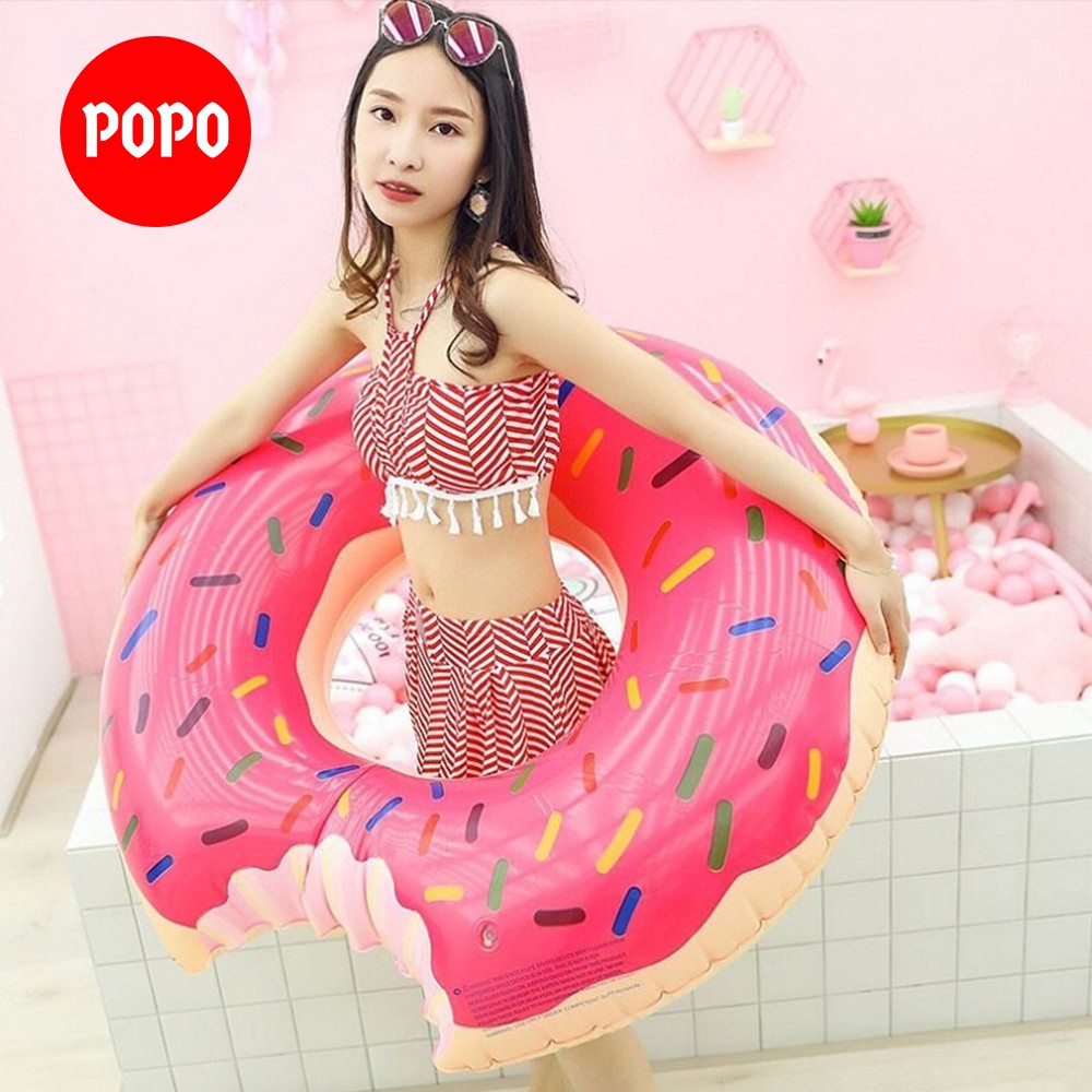 Phao bơi bơm hơi bánh donut chất liệu dày dặn, hoa văn đẹp mắt, phù hợp mọi lứa tuổi SPORTY