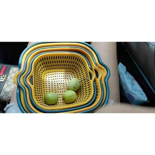 Combo 6 món thau rổ nhựa đựng đồ ráo nước, bộ rổ nhựa kèm chậu, set rổ nhựa 6 món bền bỉ chắc chắn