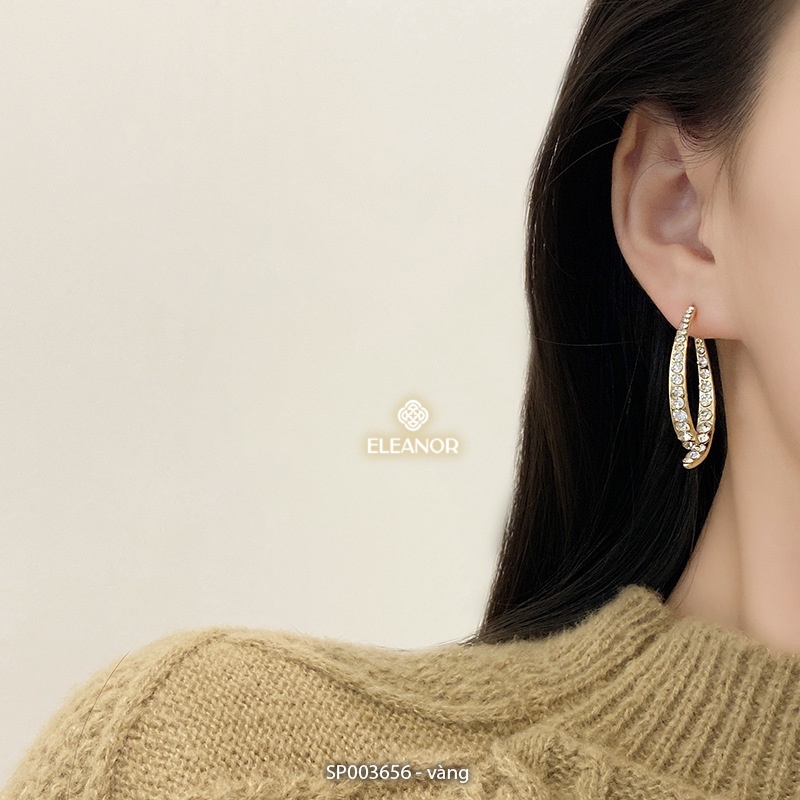 Bông tai nữ Eleanor Accessories dáng dài thả cong khuyên tai đính đá phụ kiện trang sức 3656