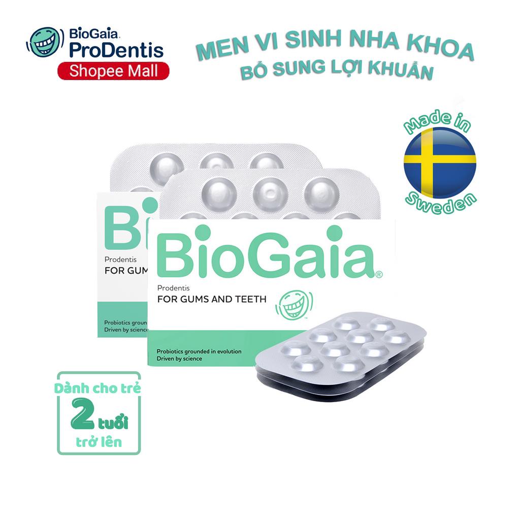 Combo 2 hộp viên ngậm men vi sinh nha khoa BioGaia ProDentis thơm răng miệng loại bỏ vi khuẩn mảng bám Thụy Điển