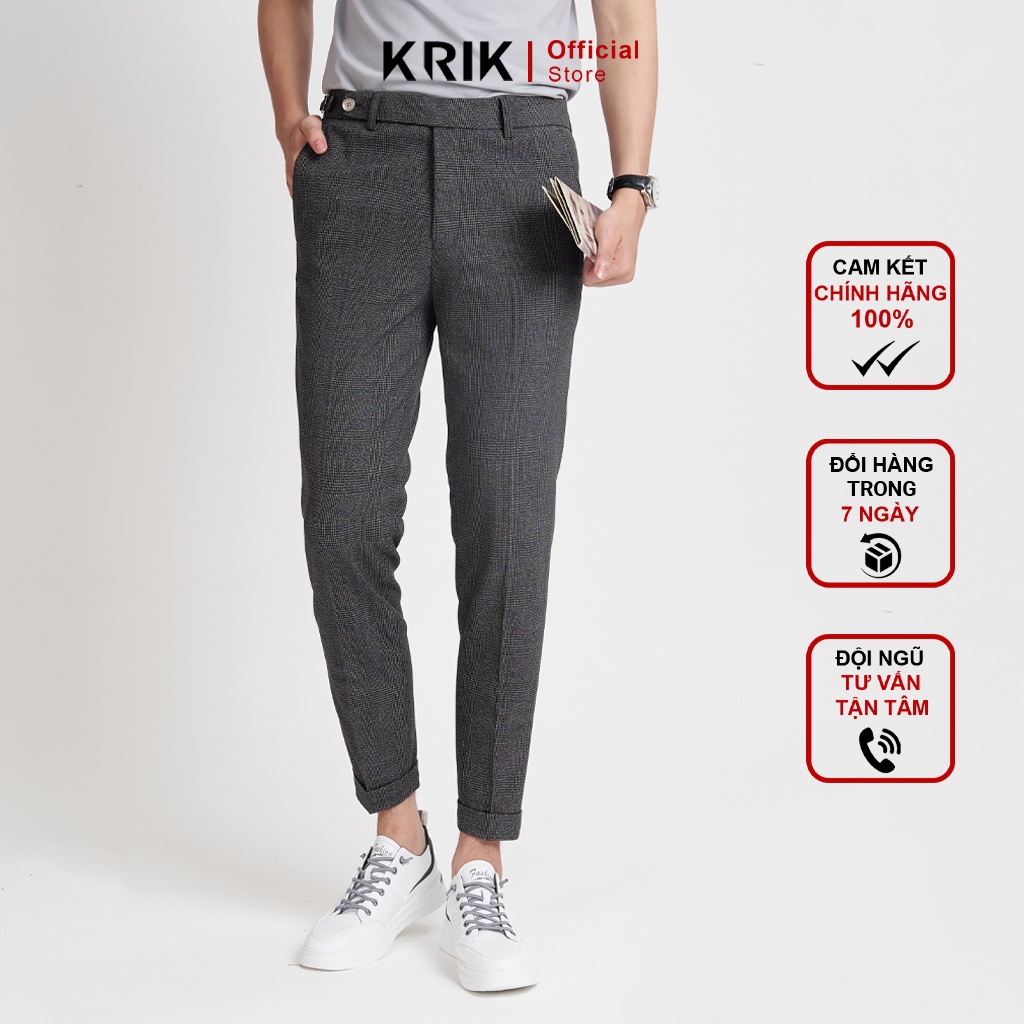 Quần tây Nam Cao Cấp Local Brand KRIK Dáng Hàn Quốc Xắn Gấu Có Kèm Phụ Kiện QA1714