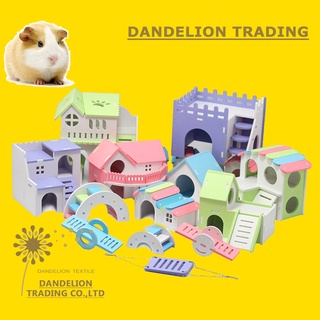 [DANDELION] Nhà Hamster Đồ chơi Hamster bằng gỗ dễ thương Nơi ẩn náu của Hamster lâu đài Lồng Hamster Đồ dùng Phụ kiện Gấu vàng Lợn Hà Lan Nhà thú cưng Tổ ngủ Biệt thự Hamster Tổ
