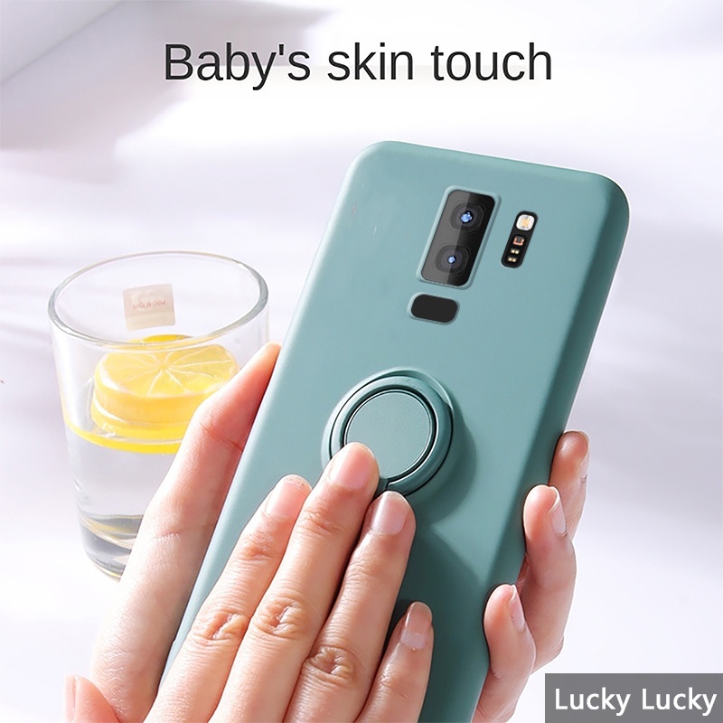 Ốp Điện Thoại Silicon Có Giá Đỡ Dạng Nhẫn Từ Tính Sang Trọng Cho Samsung S8 A05 S9 Plus Galaxy