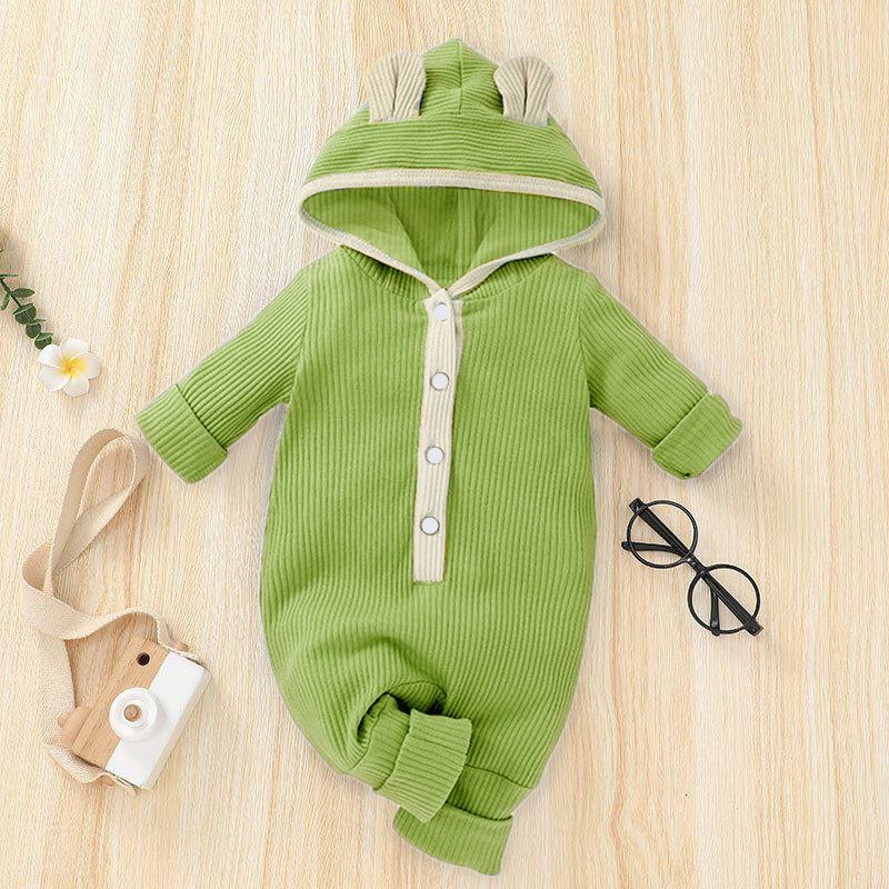 Áo Liền Quần Bé Gái, Bé Trai Sơ Sinh LOTUKA Chất Len Tăm, Bodysuit Có Mũ Cho Bé 3-12kg | BigBuy360 - bigbuy360.vn