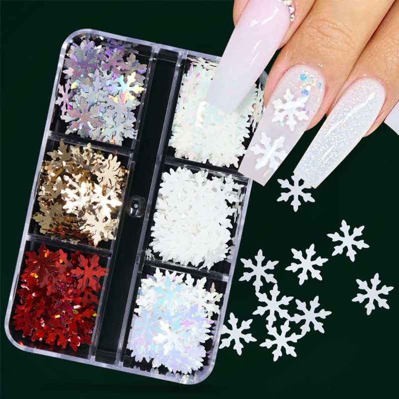 Richh Hộp Sequin Hình Bông Tuyết / Ngôi Sao Lấp Lánh Trang Trí Móng Nghệ Thuật