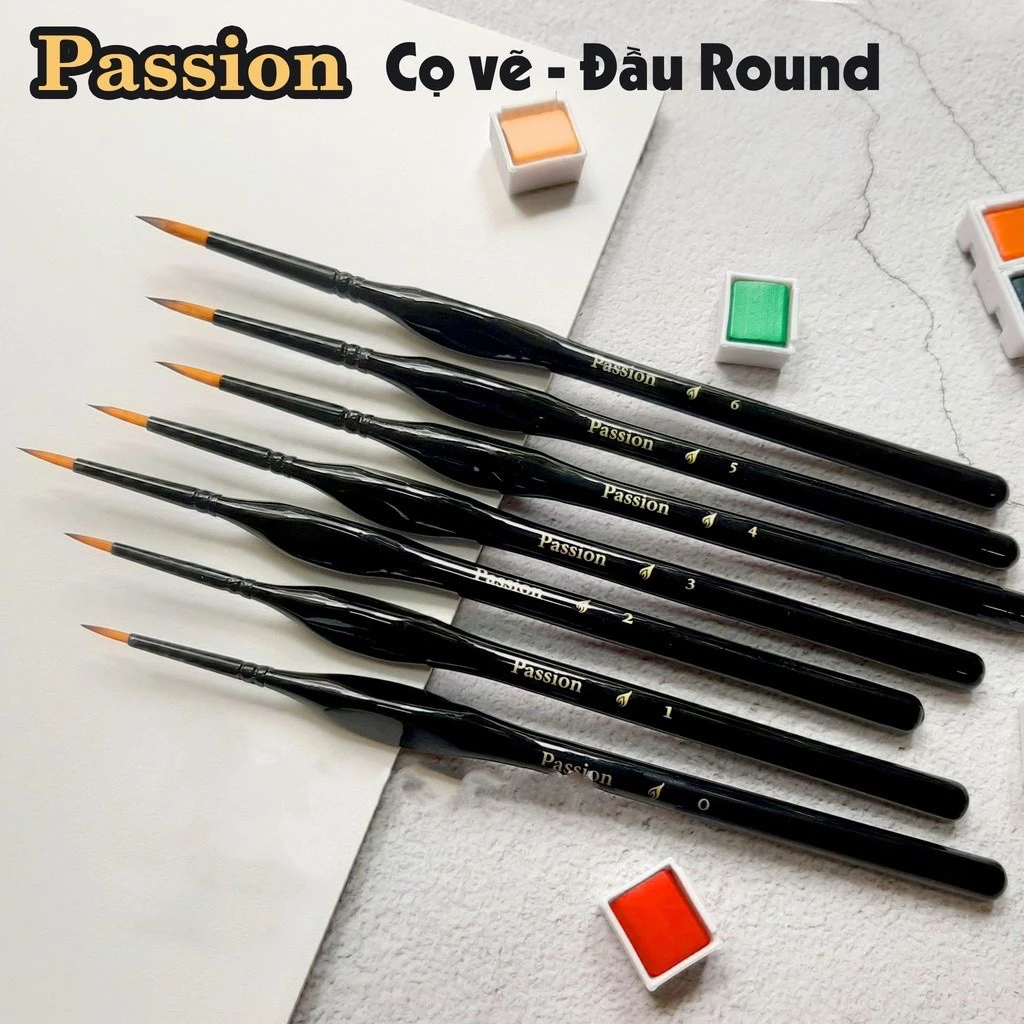 Cọ Tỉa Đầu Tròn Passion Vẽ Màu Nước Hạng Họa Sĩ Cao Cấp