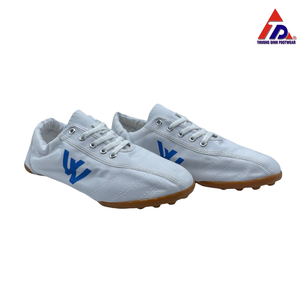 Ảnh Giầy vải Thượng Đình có đinh bảo hộ đá bóng BD05 - Màu trắng xanh 1
