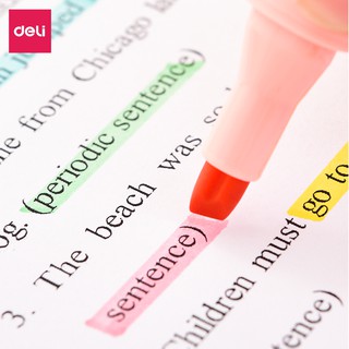 Set 6 bút highlight đánh dấu dòng dạ quang Deli màu pastel tươi sáng, bút ghi nhớ tiện lợi cho học sinh văn phòng