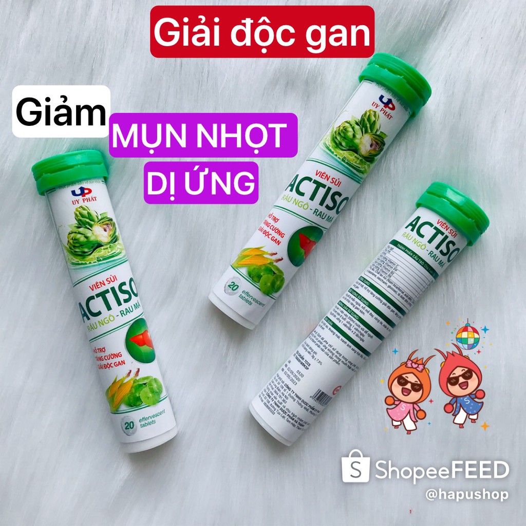 Viên sủi ACTISO - Râu ngô - Rau má, bổ sung VITAMIN hỗ trợ thanh nhiệt ...