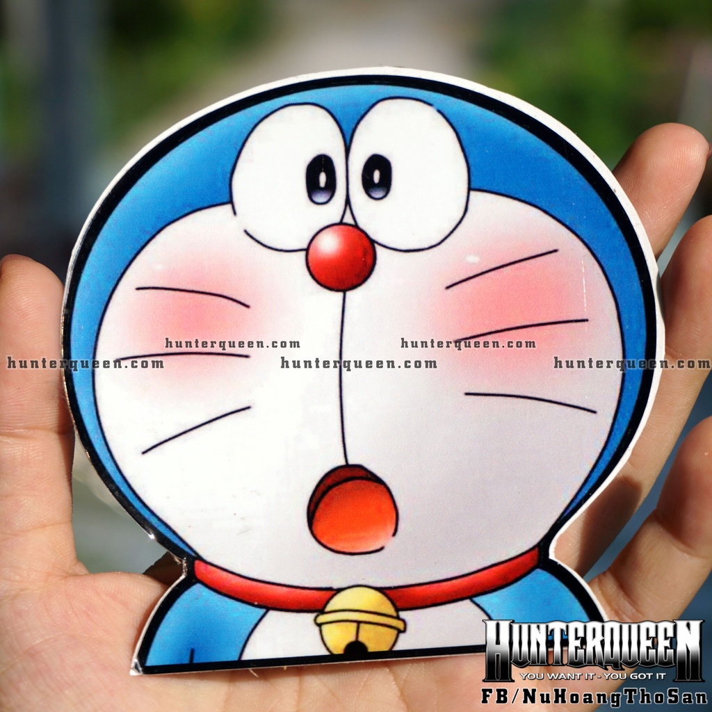 Hình dán Doraemon há hốc mồm kinh ngạc cute. Decal Sticker cao cấp chống nước, bền màu, độ dính cao