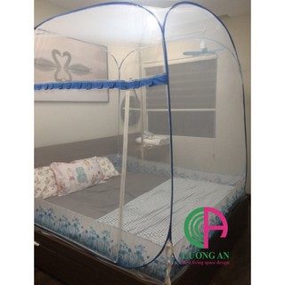Màn chụp tự bung đỉnh vuông cao cấp cường an có chân viền vải lụa xung quanh đủ size