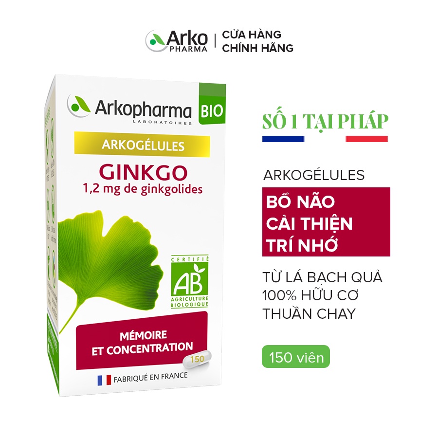 Ảnh Viên uống bổ não, tăng cường trí nhớ Arkogelules® Ginkgo Biloba BIO hộp 150 viên 2