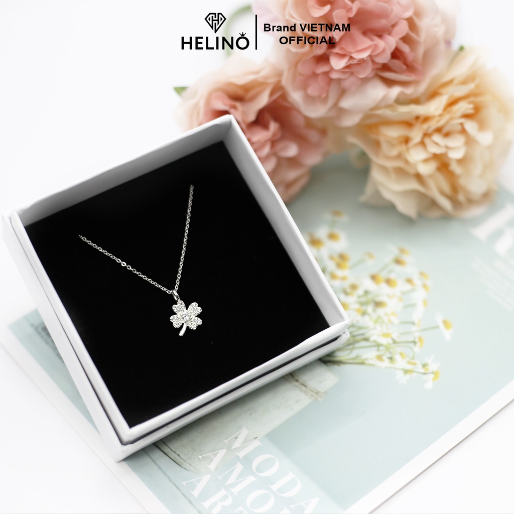 Mô tả Dây chuyền bạc nữ HELINO cỏ bốn lá đính đá, trang sức phụ kiện lấp lánh C03 - 4