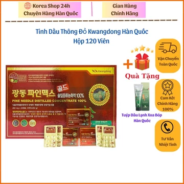 Tinh dầu thông đỏ Kwangdong Hàn Quốc, hộp 120 viên. Thần dược cho sức khoẻ, khắc tinh của ung thư, cao huyết áp, mỡ má…