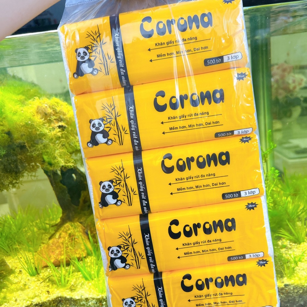 Khăn Giấy rút 500 tờ/ gói Corona (khăn giấy gấu trúc) sạch trắng mịn - Giá 1 gói lẽ