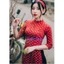 Áo dài truyền thống chấm bi lụa hàn châu may sẵn
